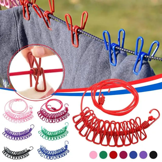 Super Elastic Clothesline Rope with 12 Clips