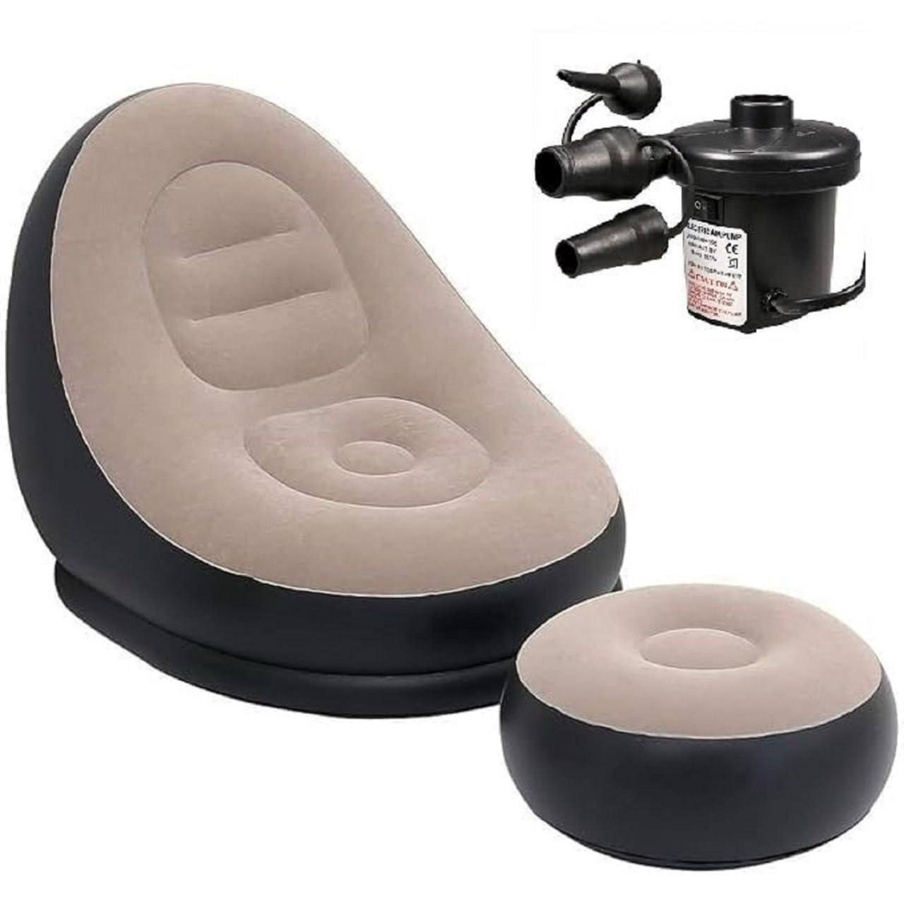 Inflatable Lounge Sofa with Ottoman & Electric Air Pump
