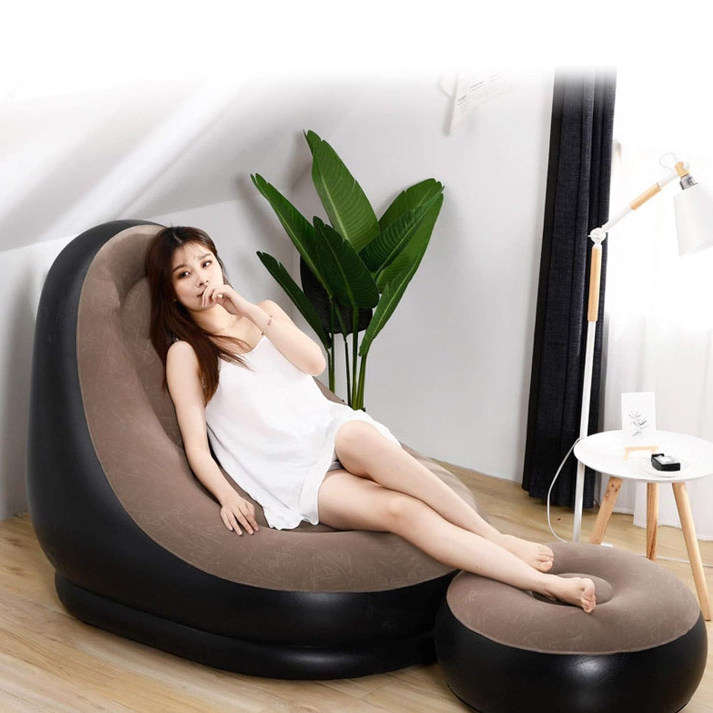 Inflatable Lounge Sofa with Ottoman & Electric Air Pump