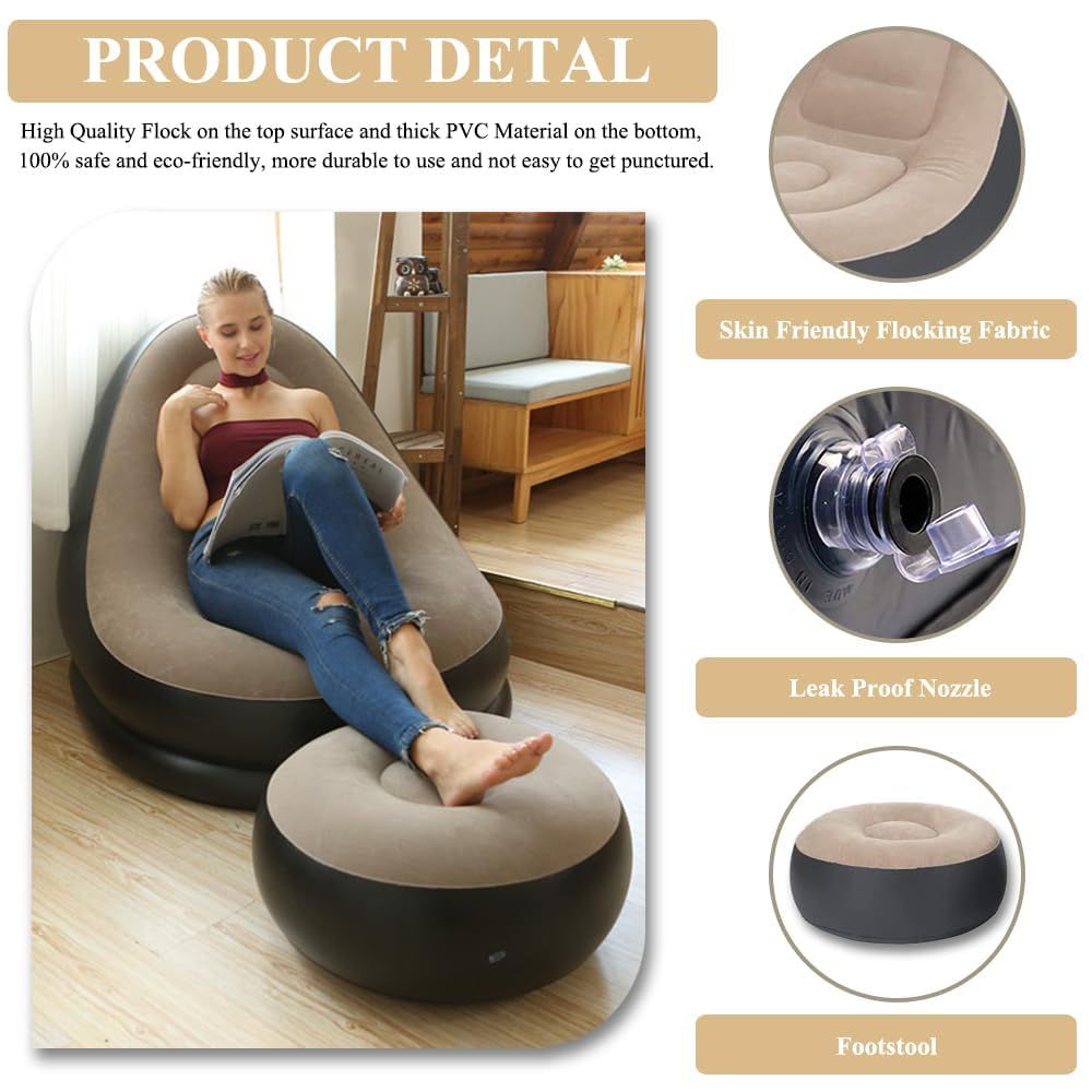 Inflatable Lounge Sofa with Ottoman & Electric Air Pump